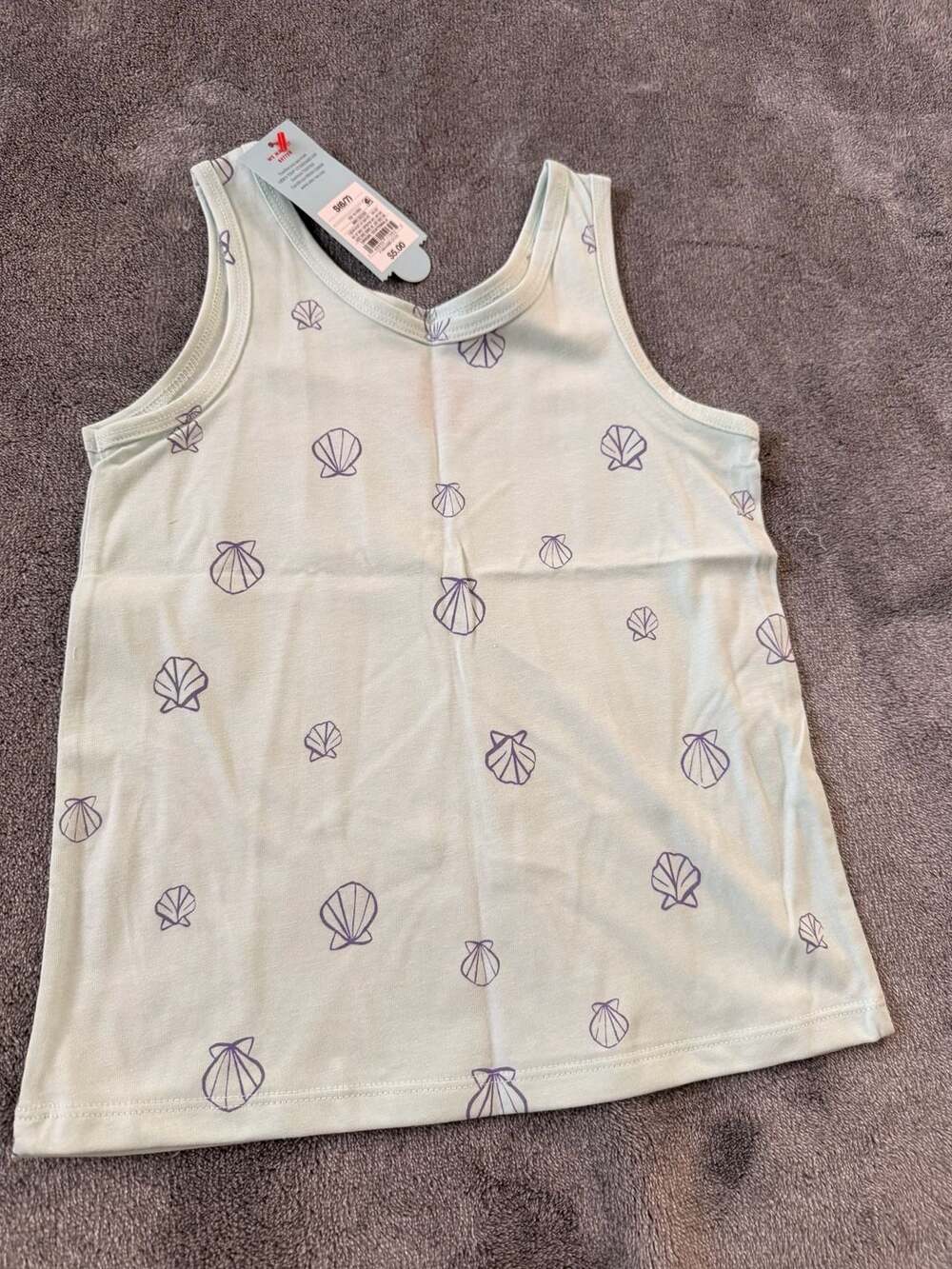 Cat & Jack Girls Seashell Print Sleeveless Tank Top Size S 6/7 Mint Green